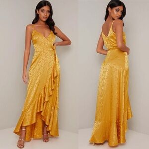 Chi Chi London Gold Wrap Maxi Dress